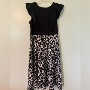 Flutter sleeve grey leopard print dress - back zipper - worn once